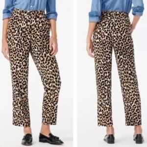 J Crew Leopard Print Pants 365 Crepe Relaxed Straight Leg Size 0 NWT